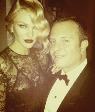 Candice Swanepoel out in London in a Lace Black Dress