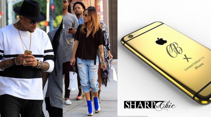 Chris Browns 24K custom Iphone 6 chris brown mobile phone gold custom