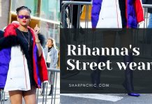 Rihanna’s purple outfit whilst out in New York with A$AP Rocky