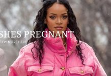 Rihanna announces her pregnancy in a bright pink coat and baby bump!