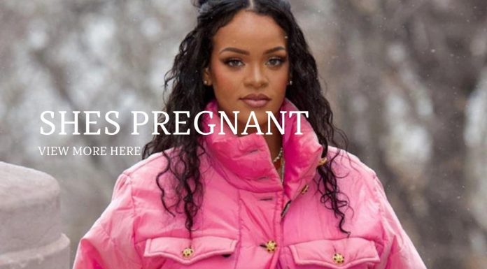 Rihanna announces her pregnancy in a bright pink coat and baby bump!